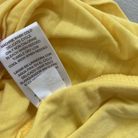 Joseph A. Top Womens Large Butter Yellow Sheer Chiffon Tie Front Layered TwoFer - Picture 10 of 12